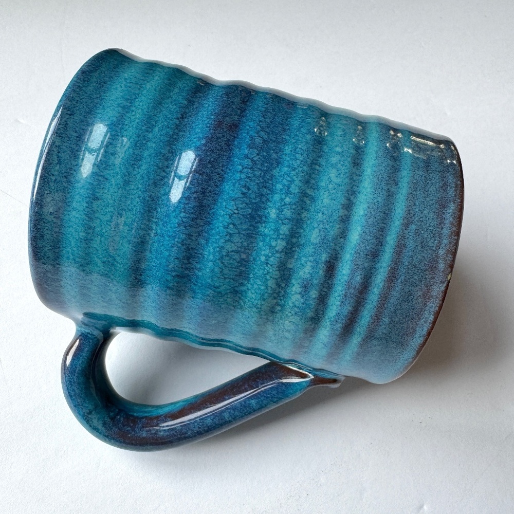 Handmade Mug Pottery Artisan Art Mug Blue Glazed Signed by Artist - Picture 4 of 7